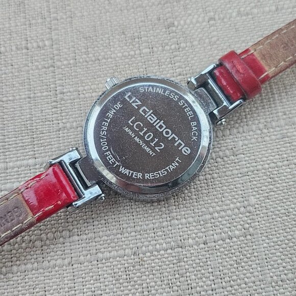 Liz Claiborne Women Wristwatch Analog Quartz Red patent Leather Strap Watch - Picture 10 of 10